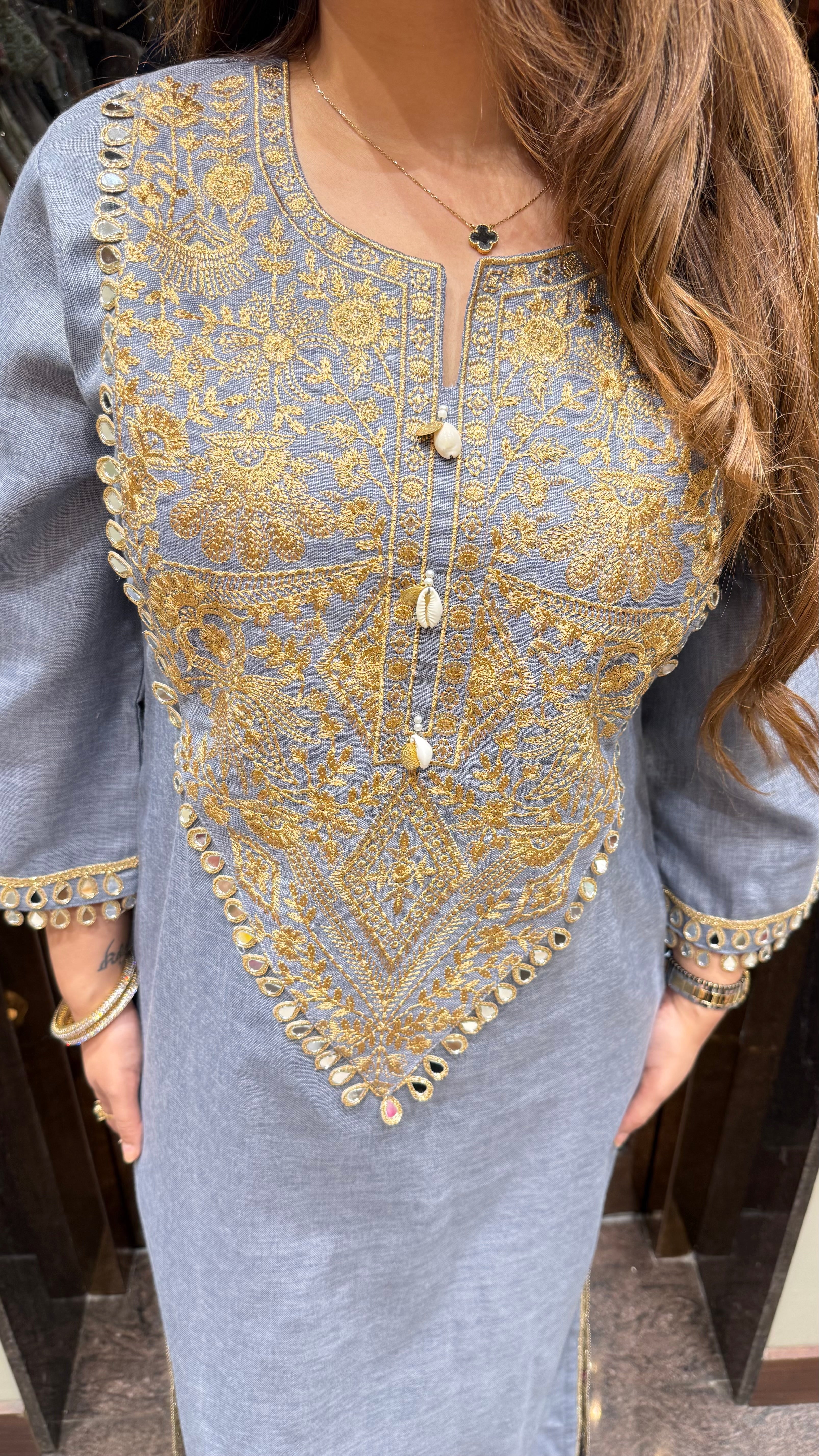 OMAN DENIM SLIT DRESS