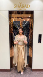 Gold Corset 3pc Drape Skirt & Cape Set