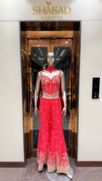 ZARI BANDHEJ CORSET WITH BELL BOTTOM