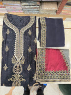 BEGUM BLACK UNSTITCHED SUIT