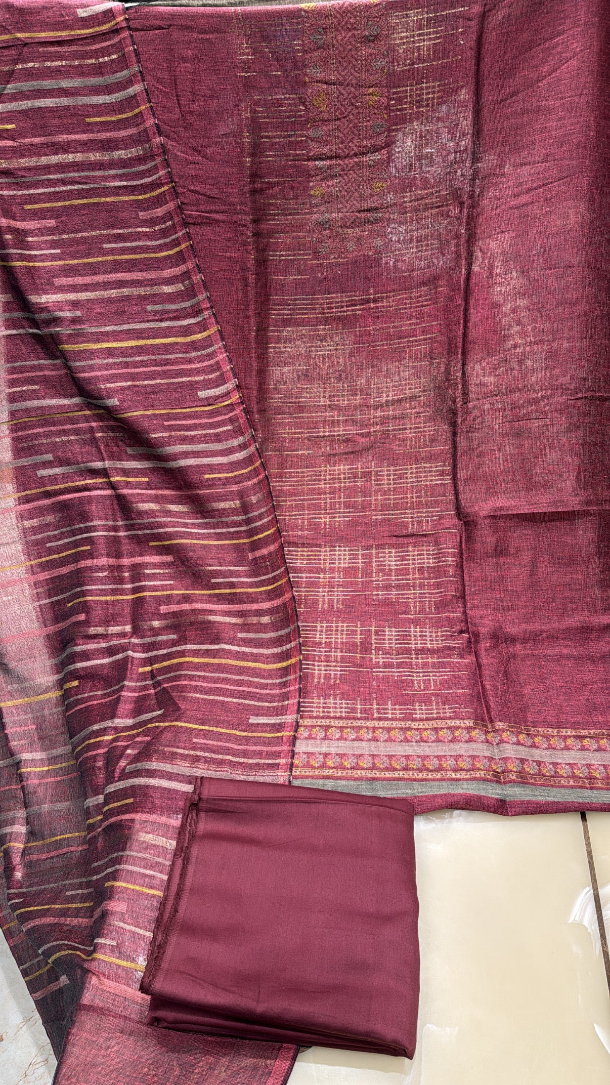 Linen Cotton Unstitched Suit