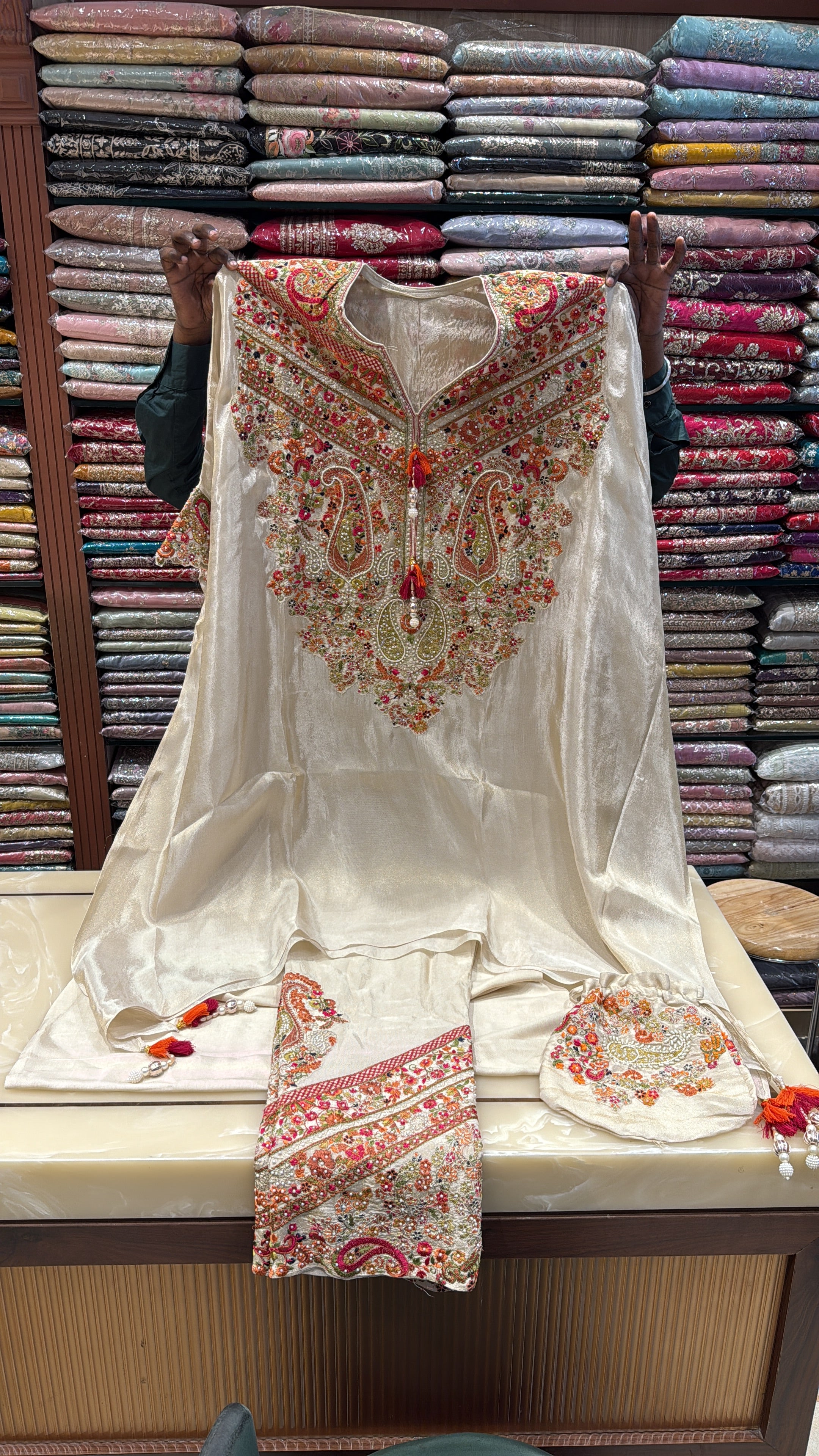 KASHMIRI MULTI THREAD EMBROIDERED KAFTAN