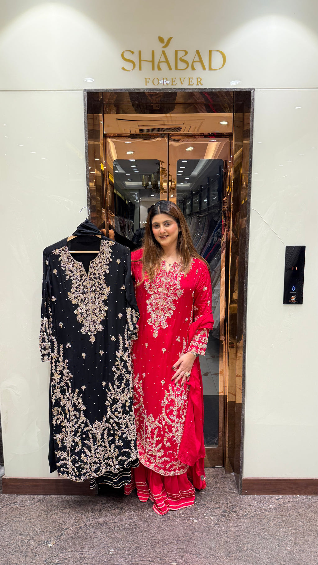 Long handwork Suit With Sharara