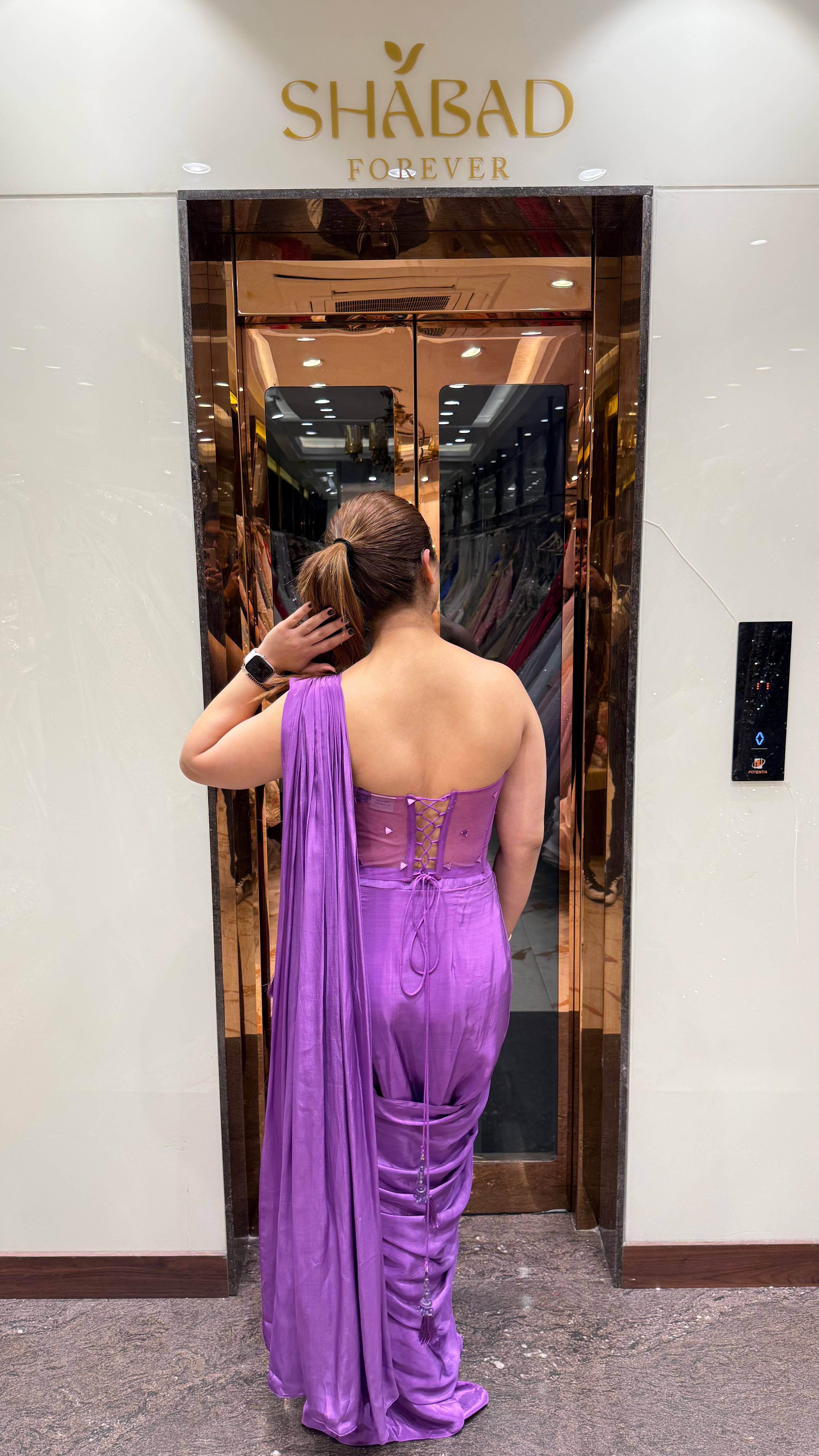 Mirror Tulip Corset Saree