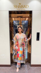 Colourblock Shimmer Kaftan Set