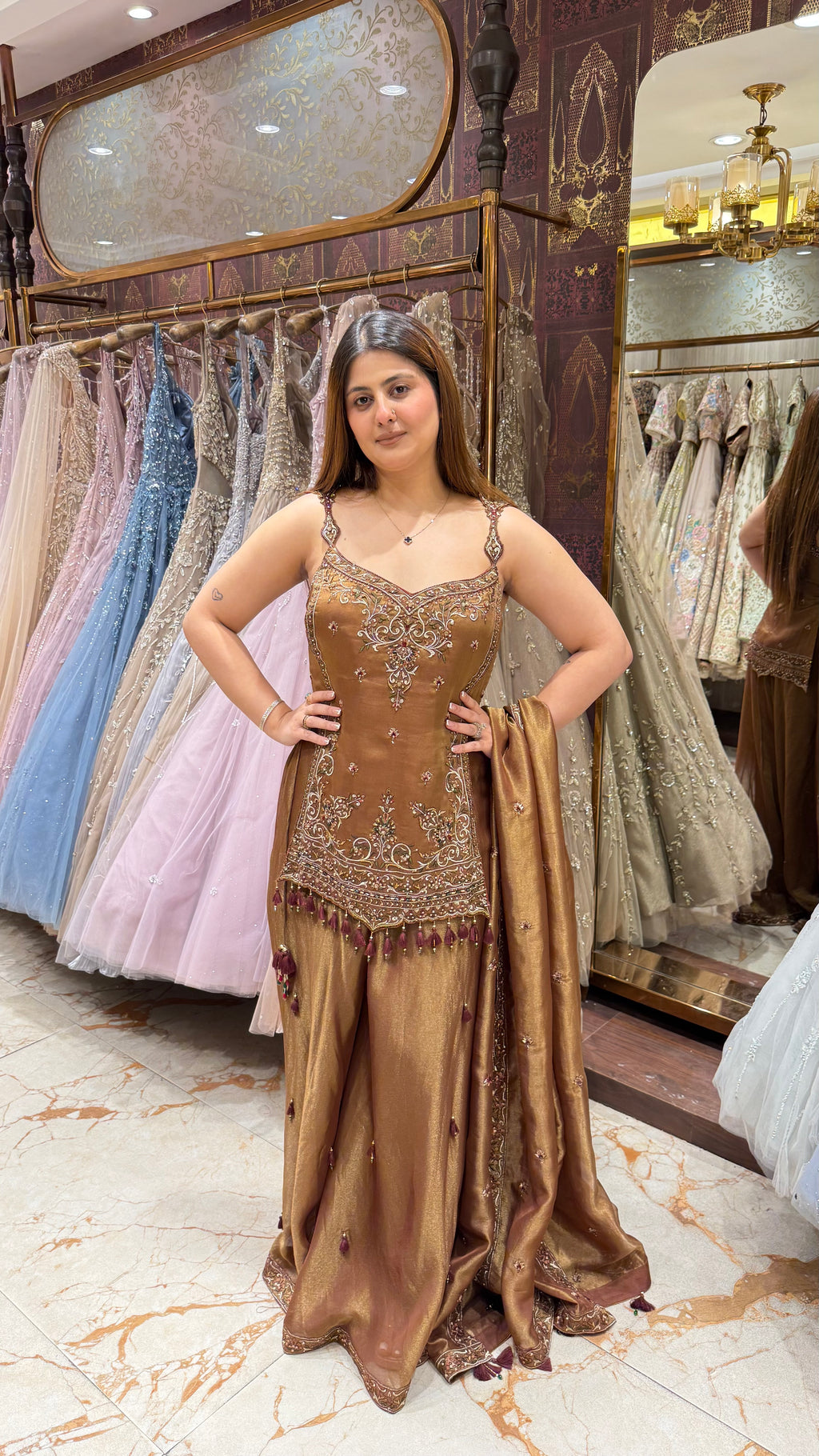 MASTAANI BRONZE INDOWESTERN SHARARA SET