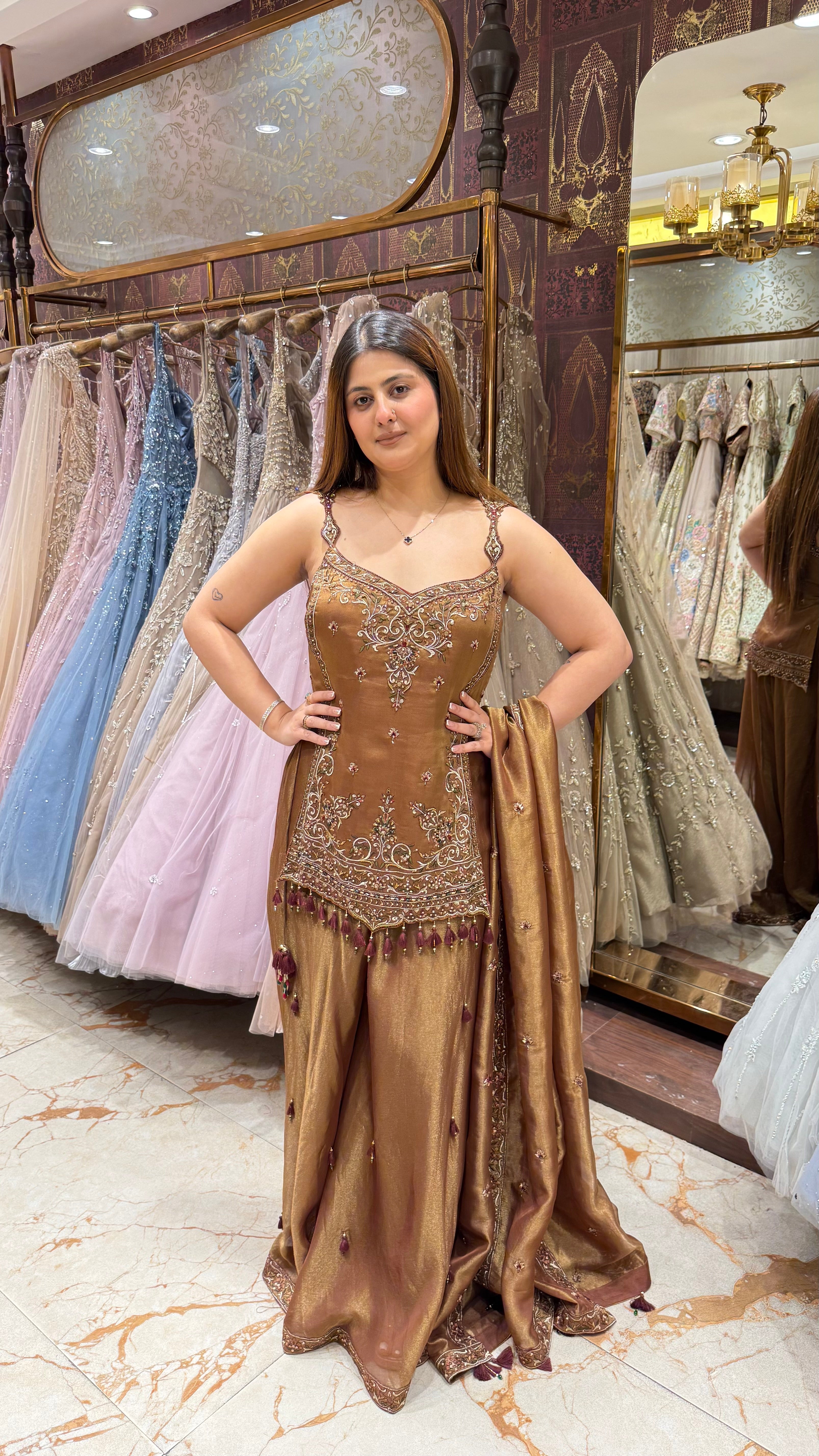 MASTAANI BRONZE INDOWESTERN SHARARA SET