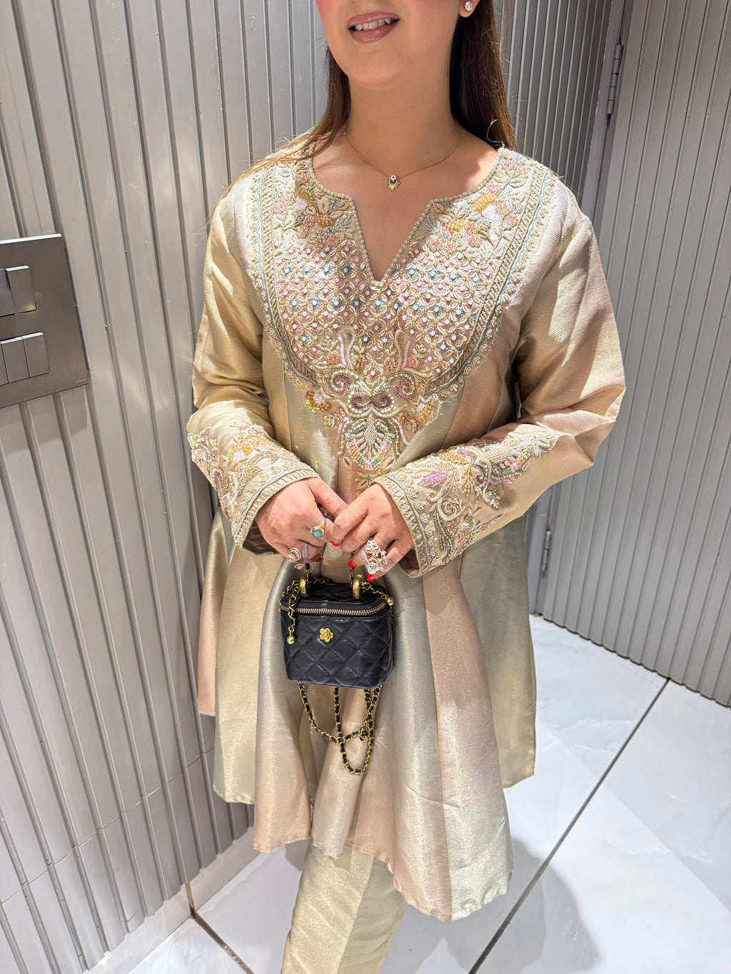 Dual Shade Micro Shimmer Coord Set With Dabka Work