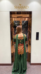 Raabta Velvet Peplum Shirt with Sharara