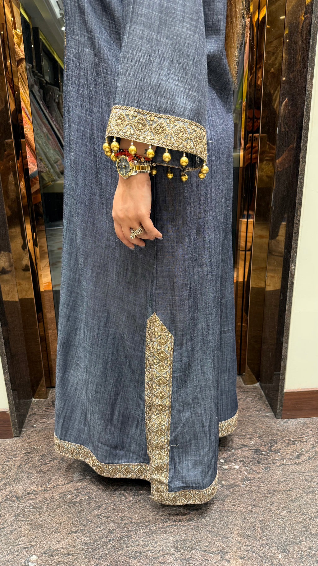 DENIM LONG SLIT DRESS