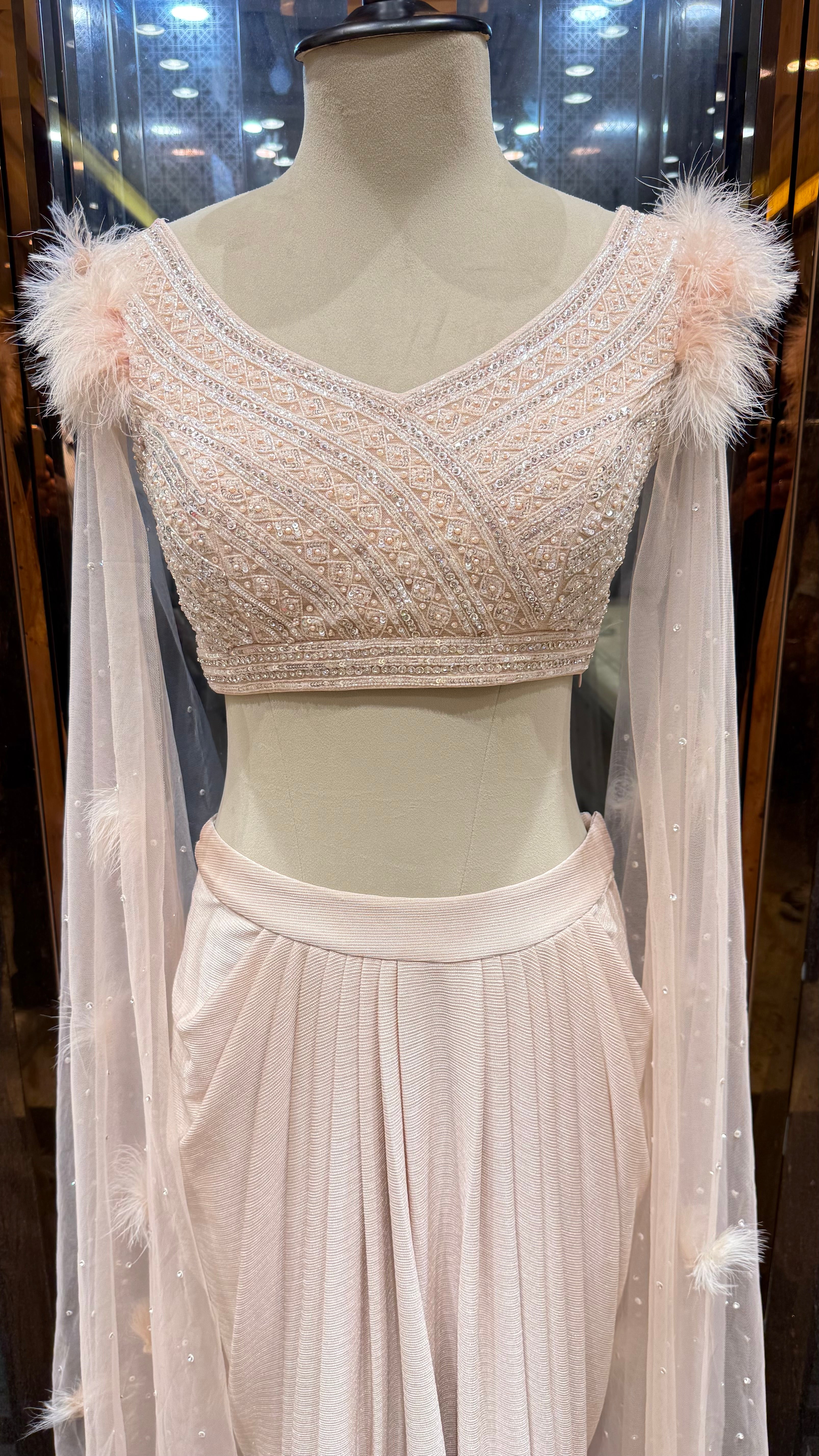BLUSH PINK CROPTOP WITH SKIRT