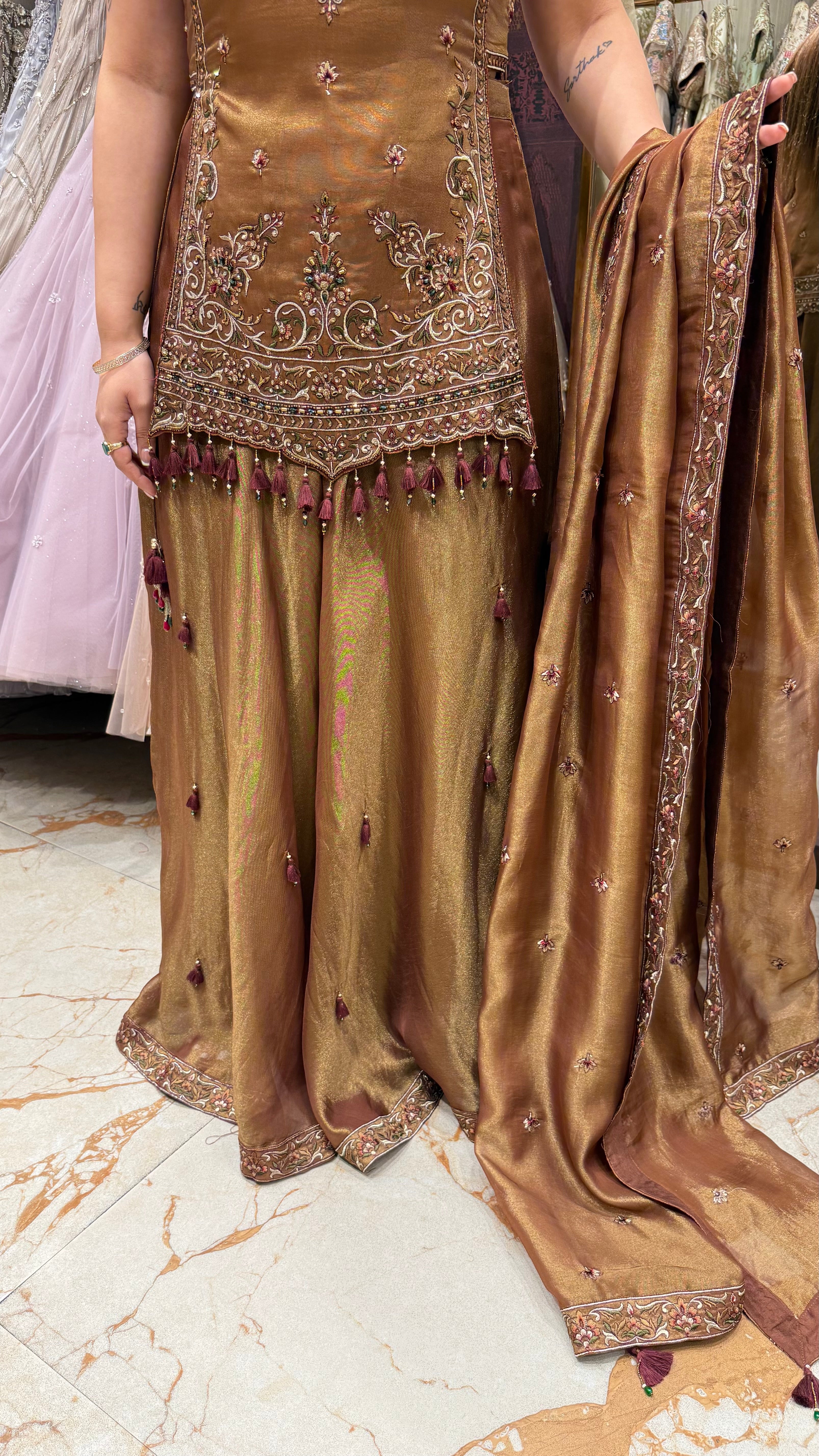 MASTAANI BRONZE INDOWESTERN SHARARA SET