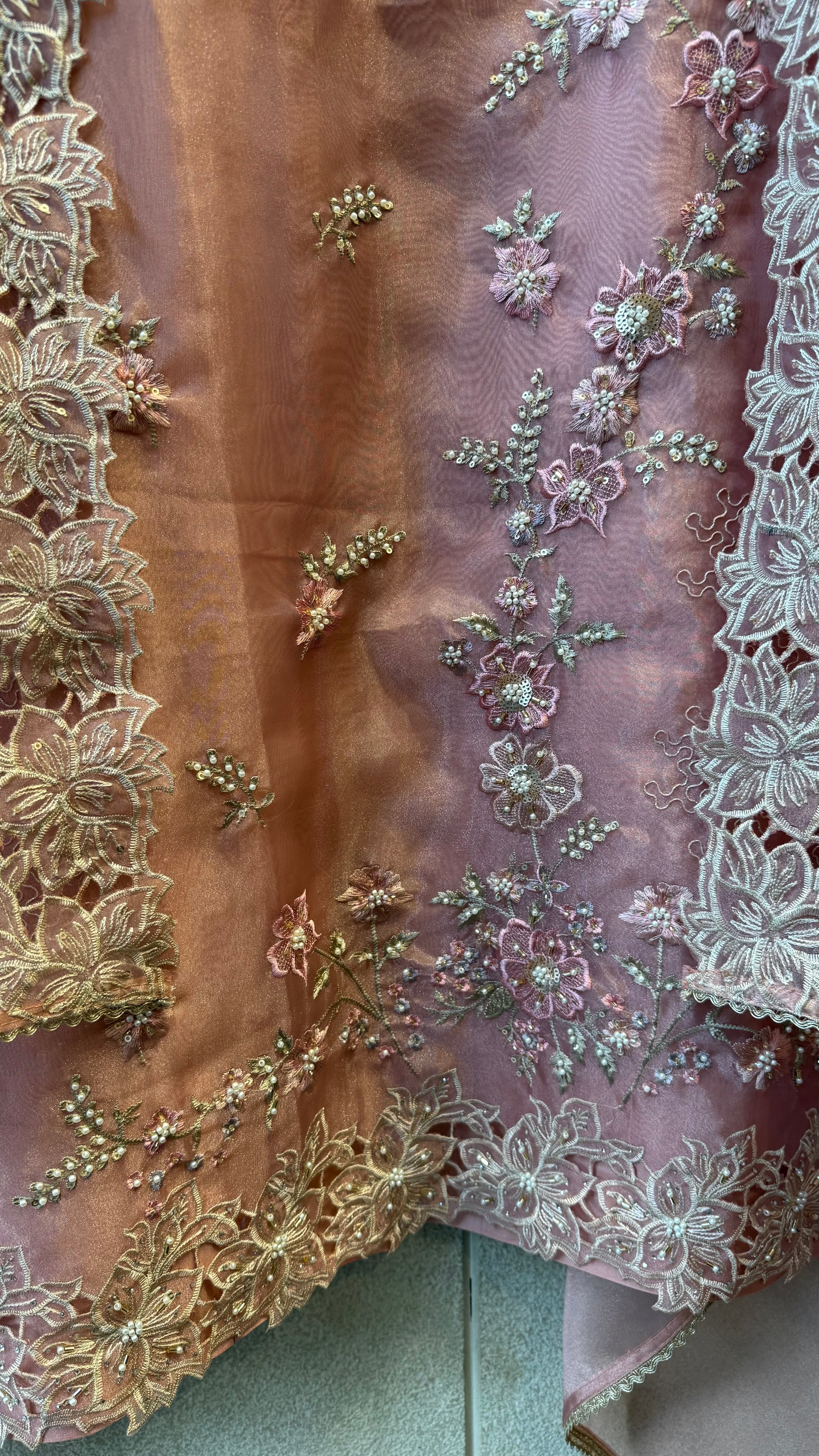 Glass Tissue Hand Work Unstitched Suit