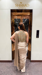 ZARINA HALTER NECK DRAPE SAREE