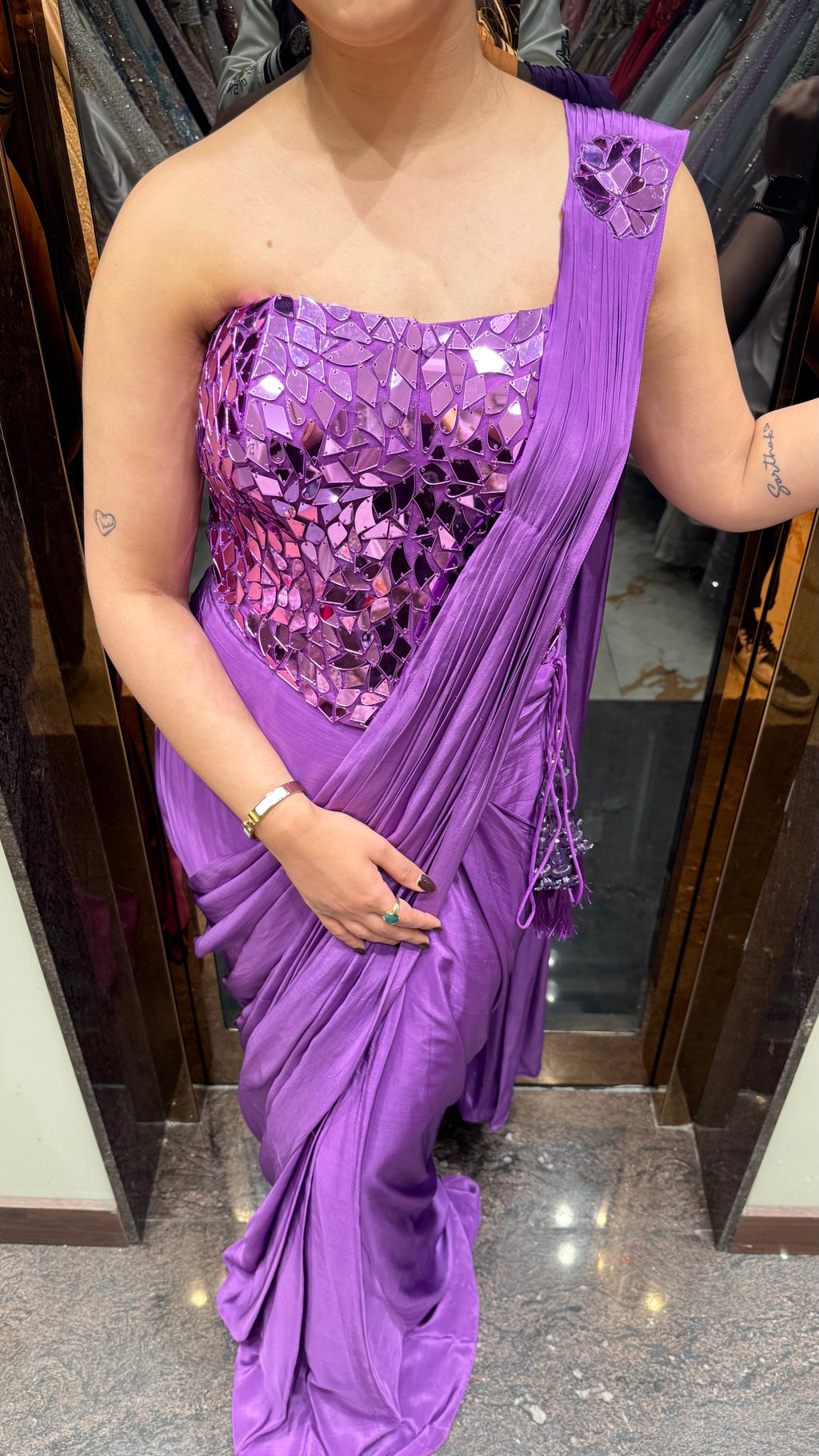 Mirror Tulip Corset Saree