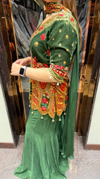 Raabta Velvet Peplum Shirt with Sharara
