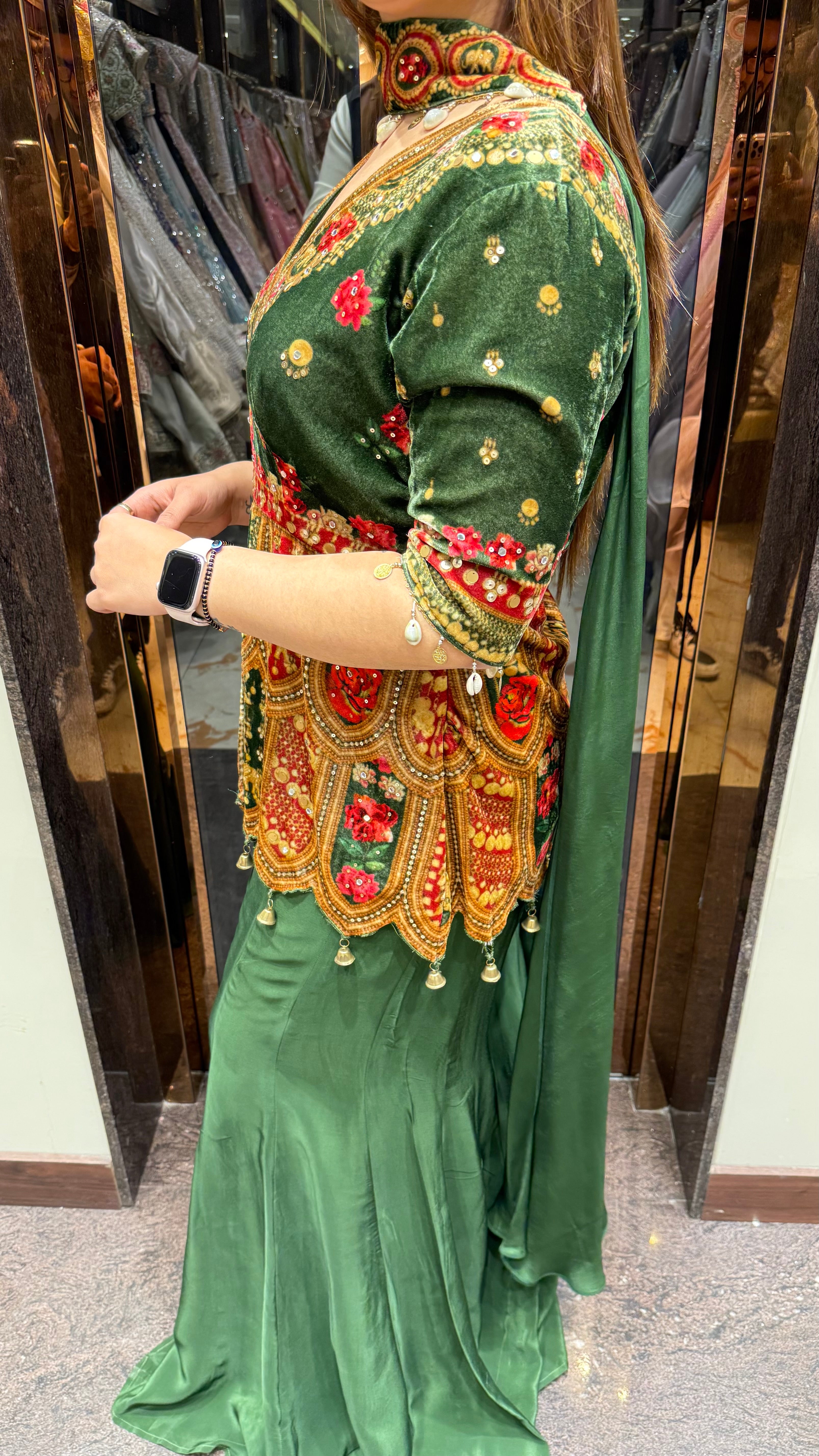 Raabta Velvet Peplum Shirt with Sharara