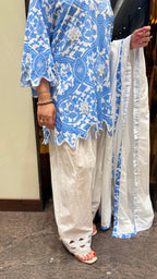 BLUE FARSHI CUTWORK SUIT