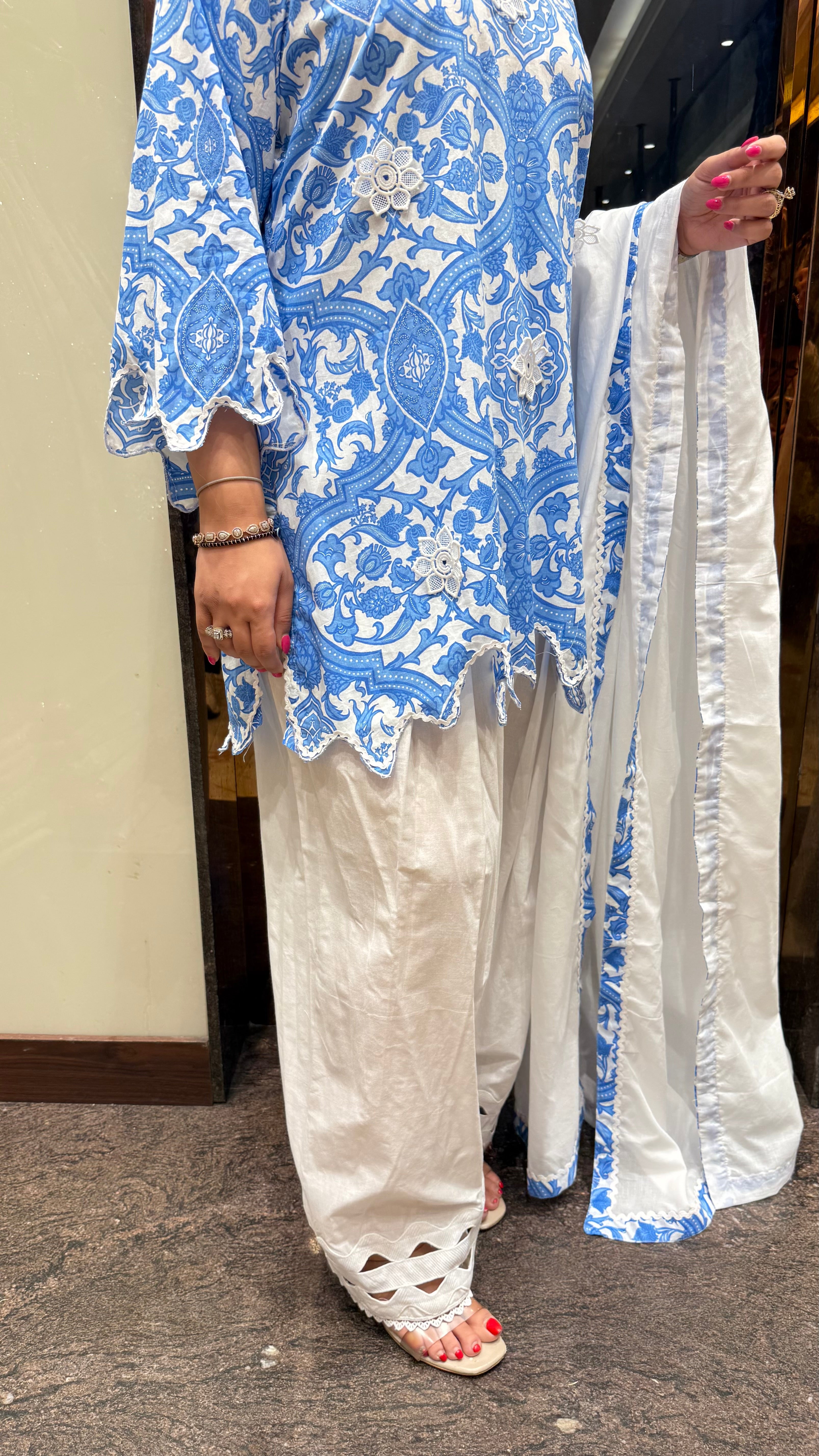 BLUE FARSHI CUTWORK SUIT