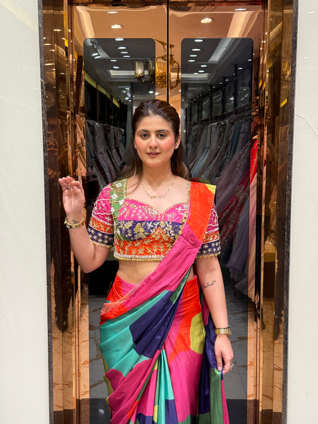 Multi-Print Saree with Handwork Blouse