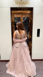 MAUVE MIST CRUSHED LEHENGA