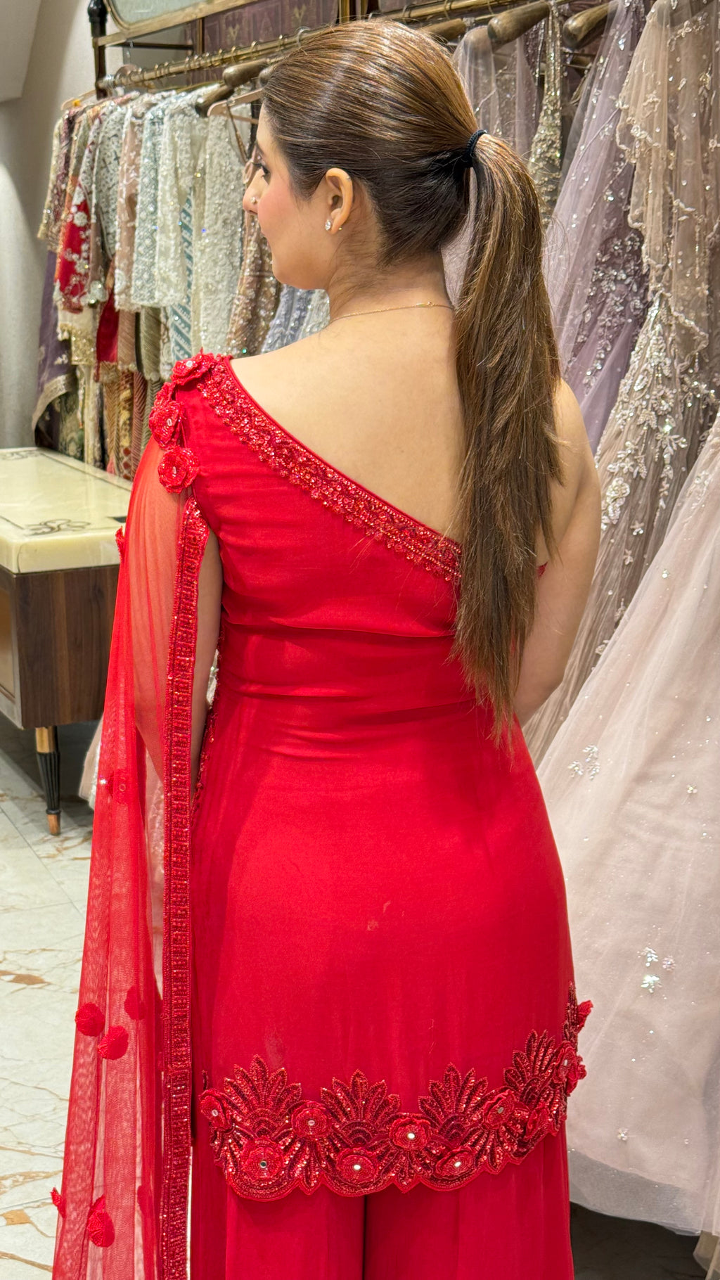 ROUGE ONE SHOULDER SHARARA SET