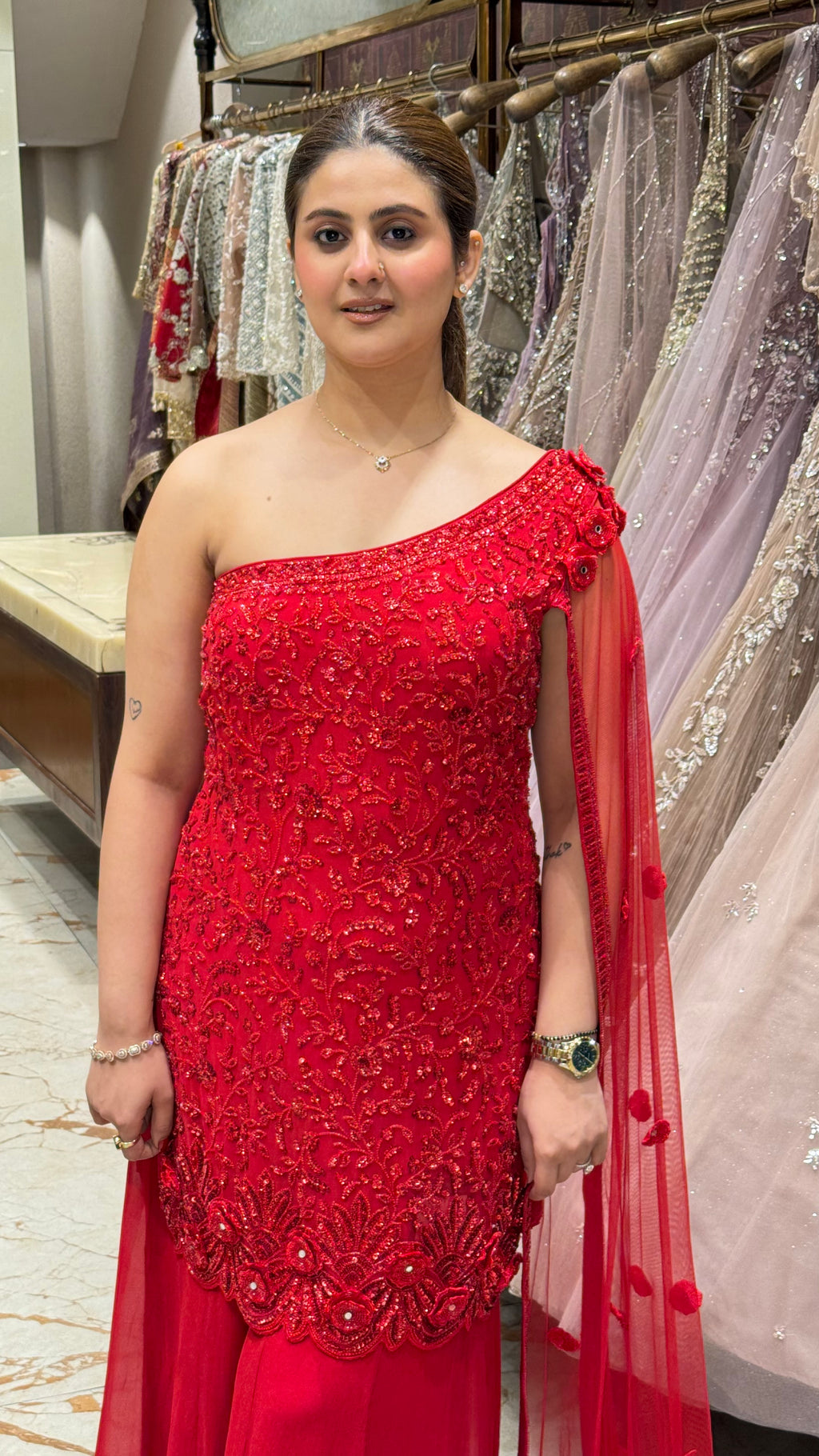 ROUGE ONE SHOULDER SHARARA SET