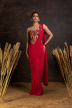 Pink Corset Drape Saree