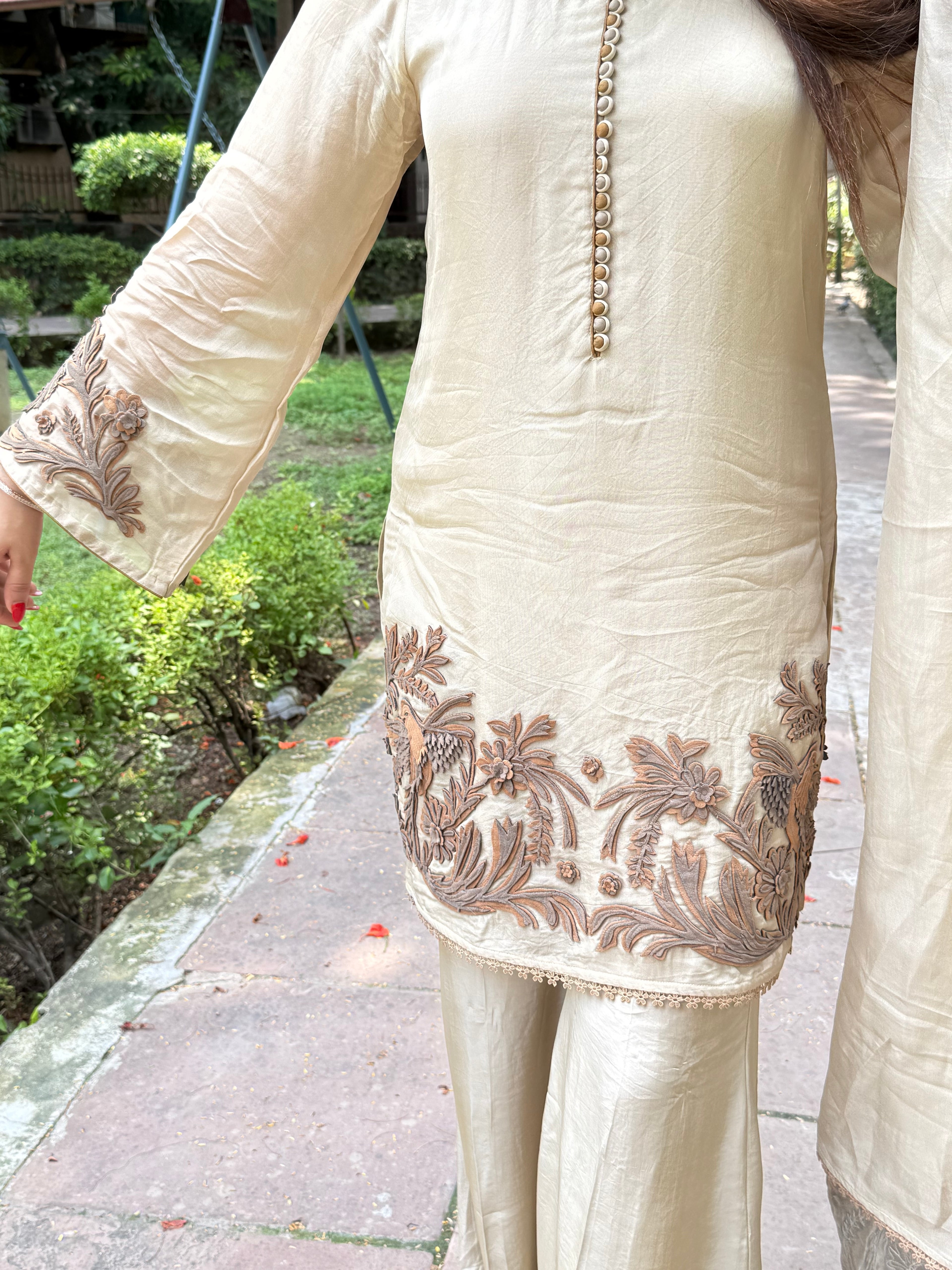 DESERT PALM ORGANZA UNSTITCHED SUIT