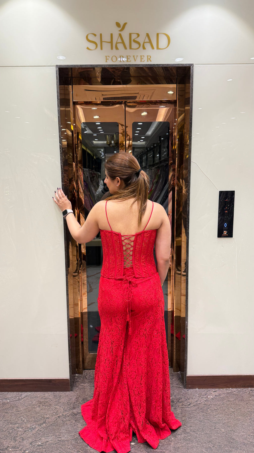 Schandley Red Corset with Pallazo