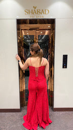 Schandley Red Corset with Pallazo
