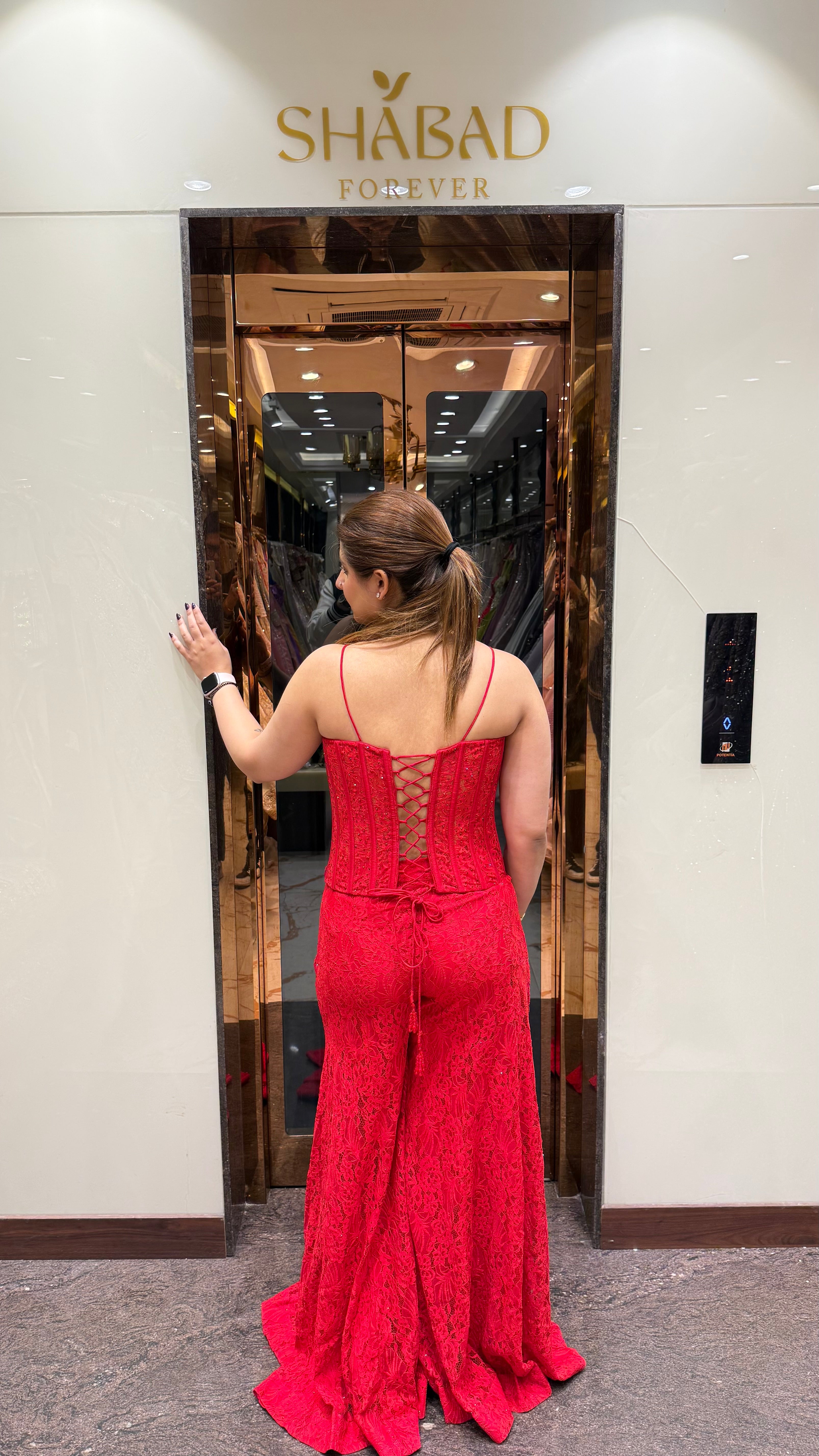 Schandley Red Corset with Pallazo