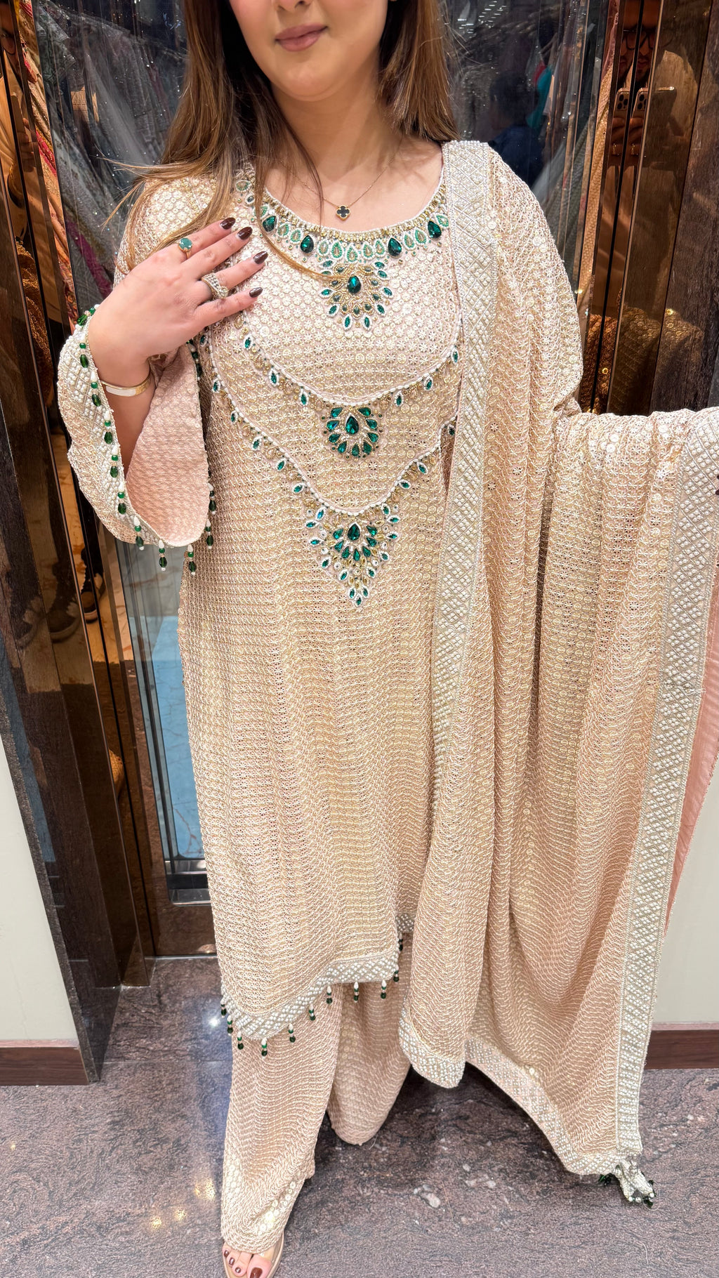 Kyra Sequin Suit with Designer Neckline