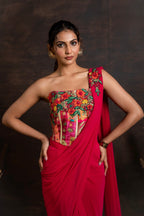 Pink Corset Drape Saree