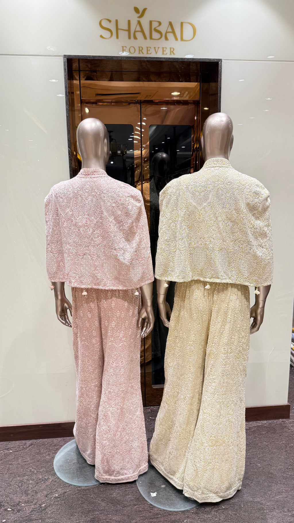 EMBROIDERED CROP TOP WITH CAPE JACKET & PALAZZO