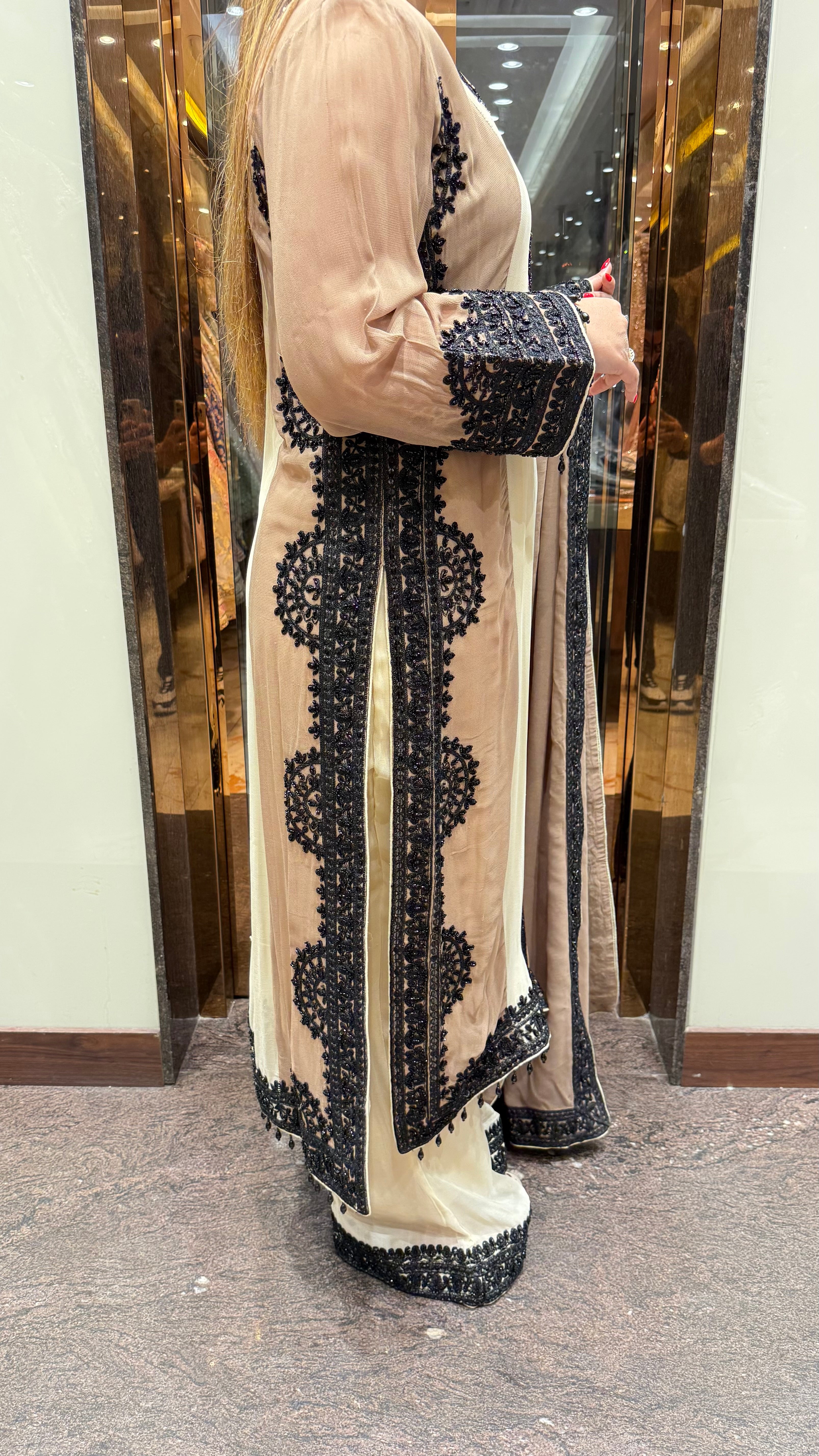 Colour Stripes Suit with Hand Embroidery