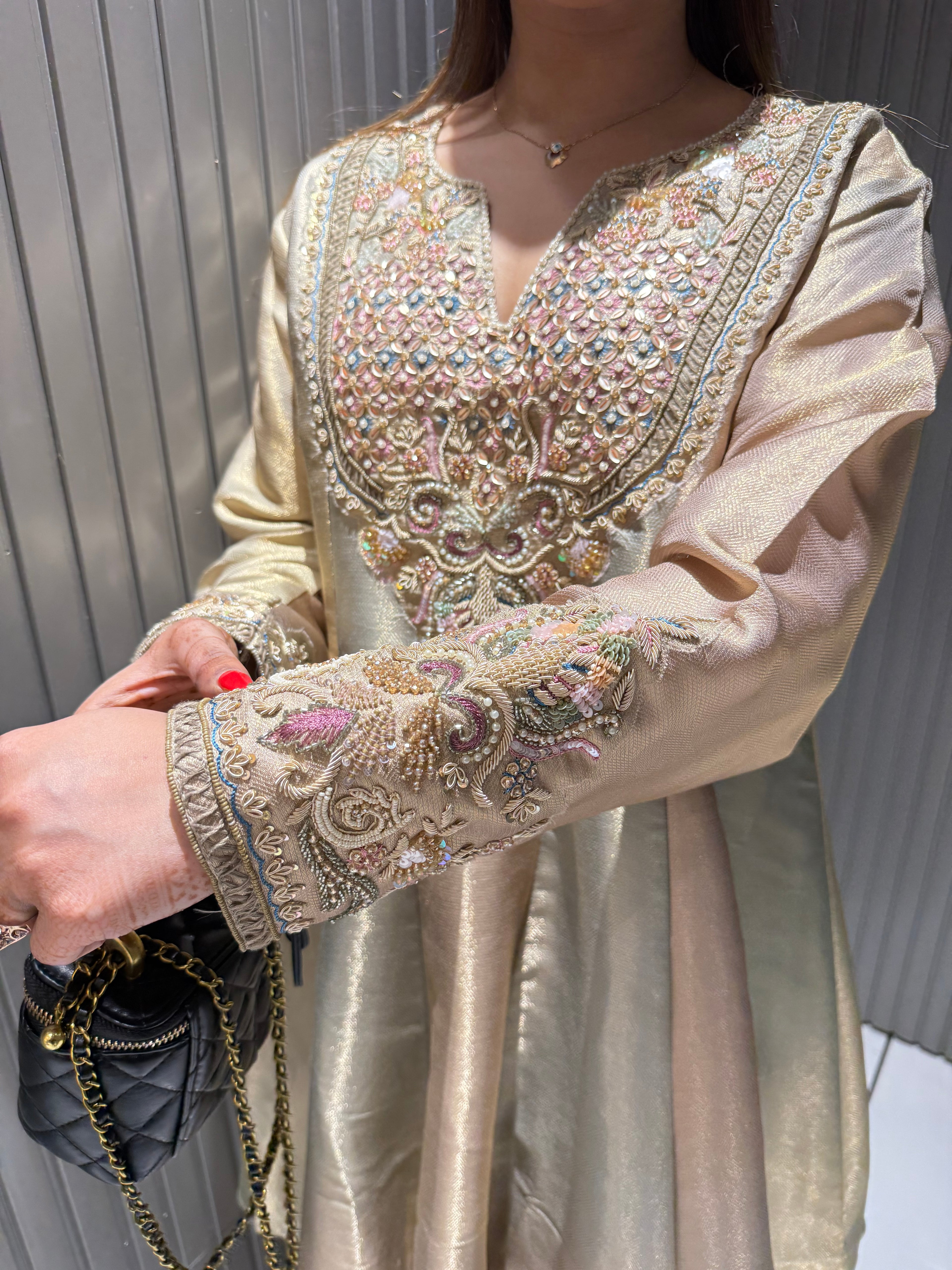 Dual Shade Micro Shimmer Coord Set With Dabka Work