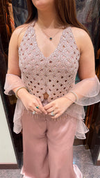 Blush Cutwork Indowestern Set