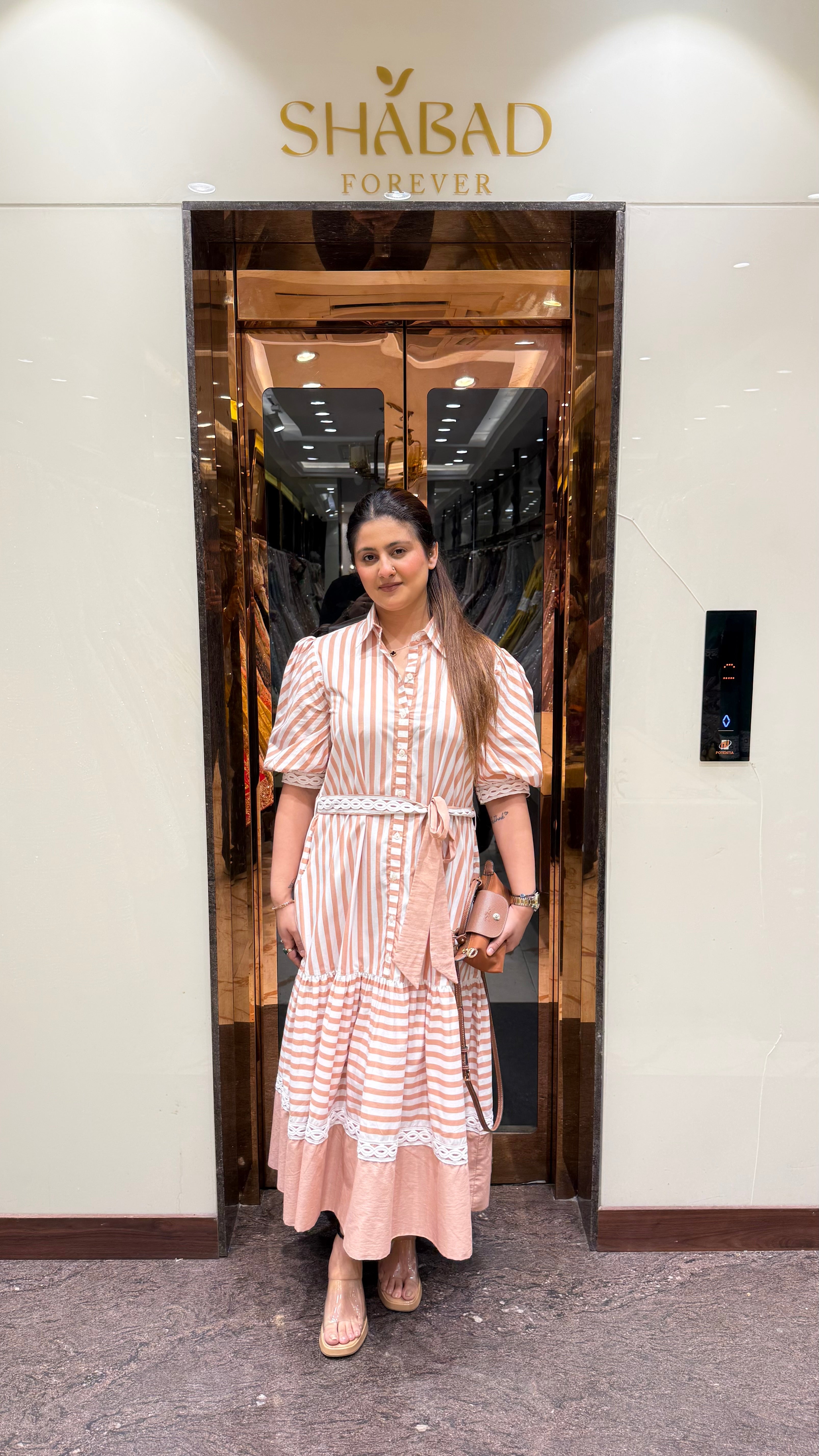 PEACHY FLARED COTTON DRESS