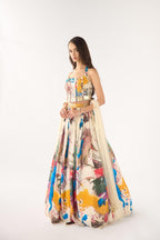 Halterneck Printed Corset Lehenga