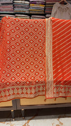 PURE BANARSI BANDHEJ KHADDI GEORGETTE UNSTITCHED SUIT