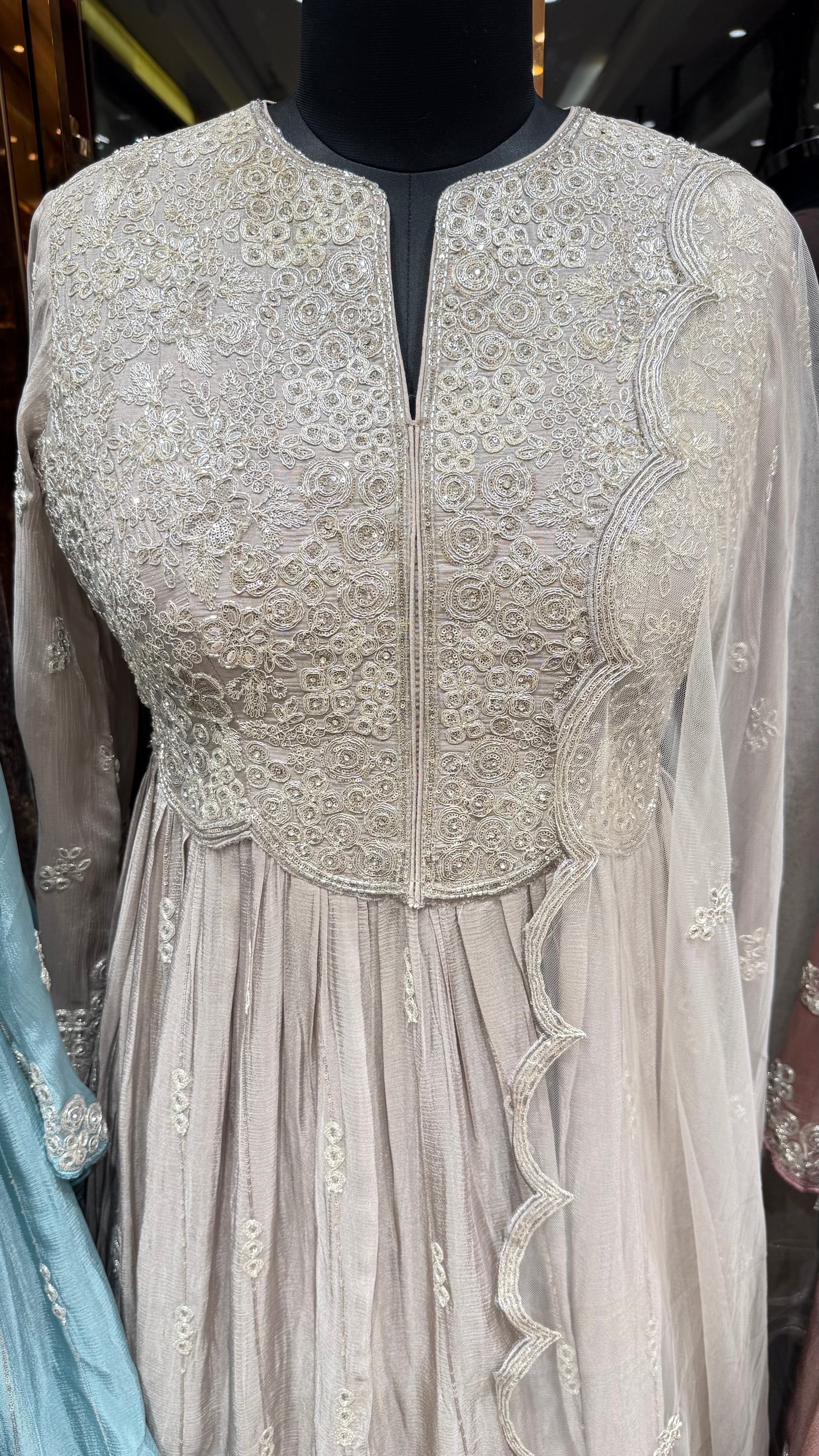 FROSTED PASTEL PEPLUM SHARARA SUIT