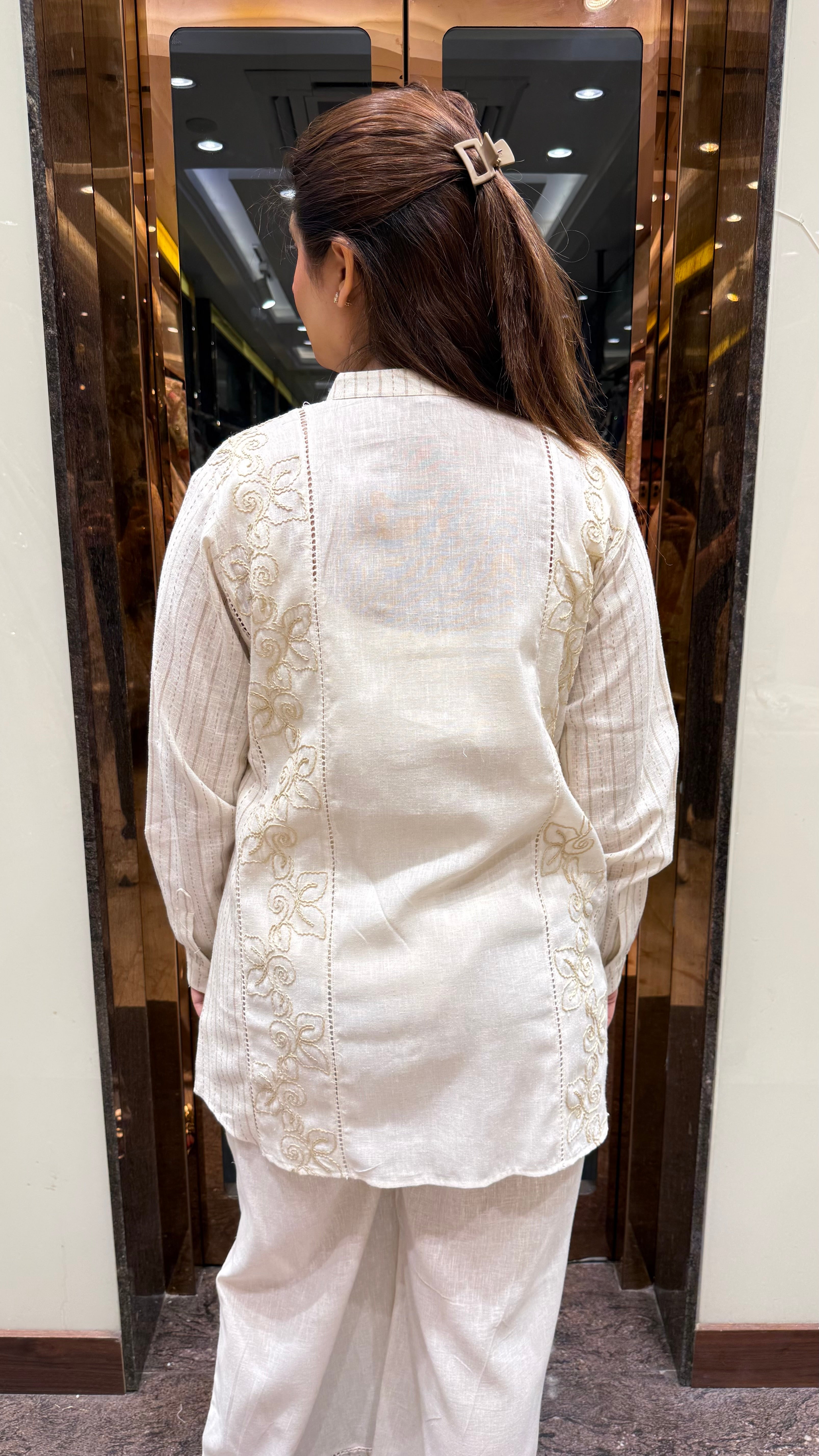 THREAD DETAILED LINEN CO-ORDSET