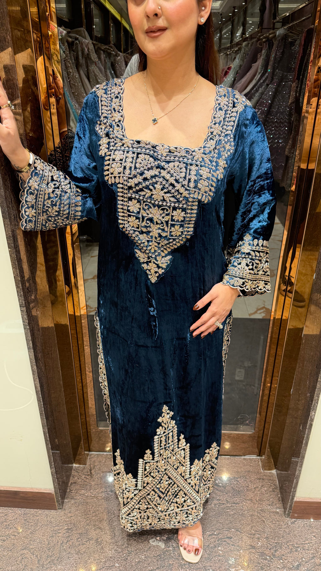 Velvet Long Side Slit Suit/Dress