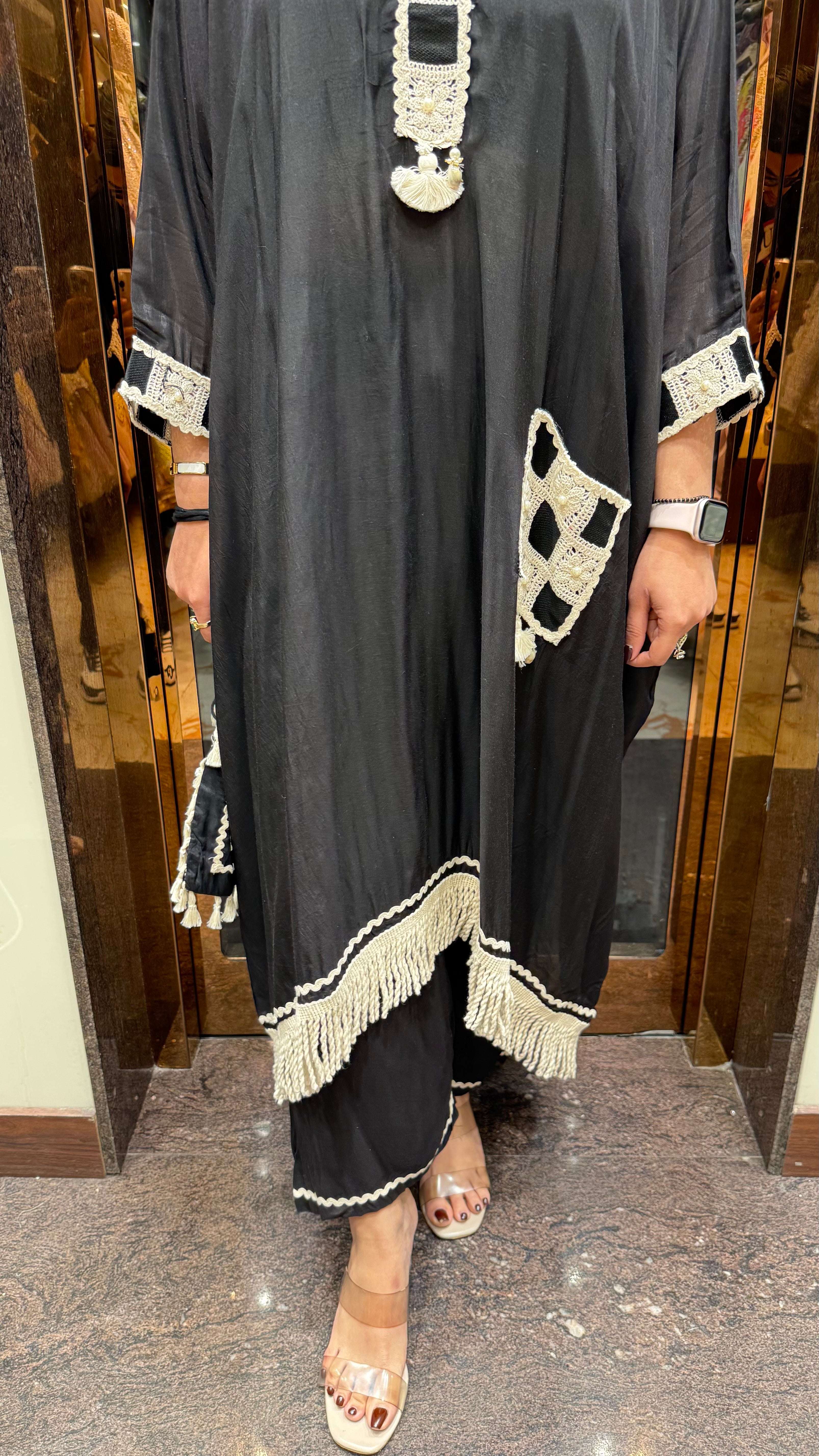 Crochet patchwork kaftan set