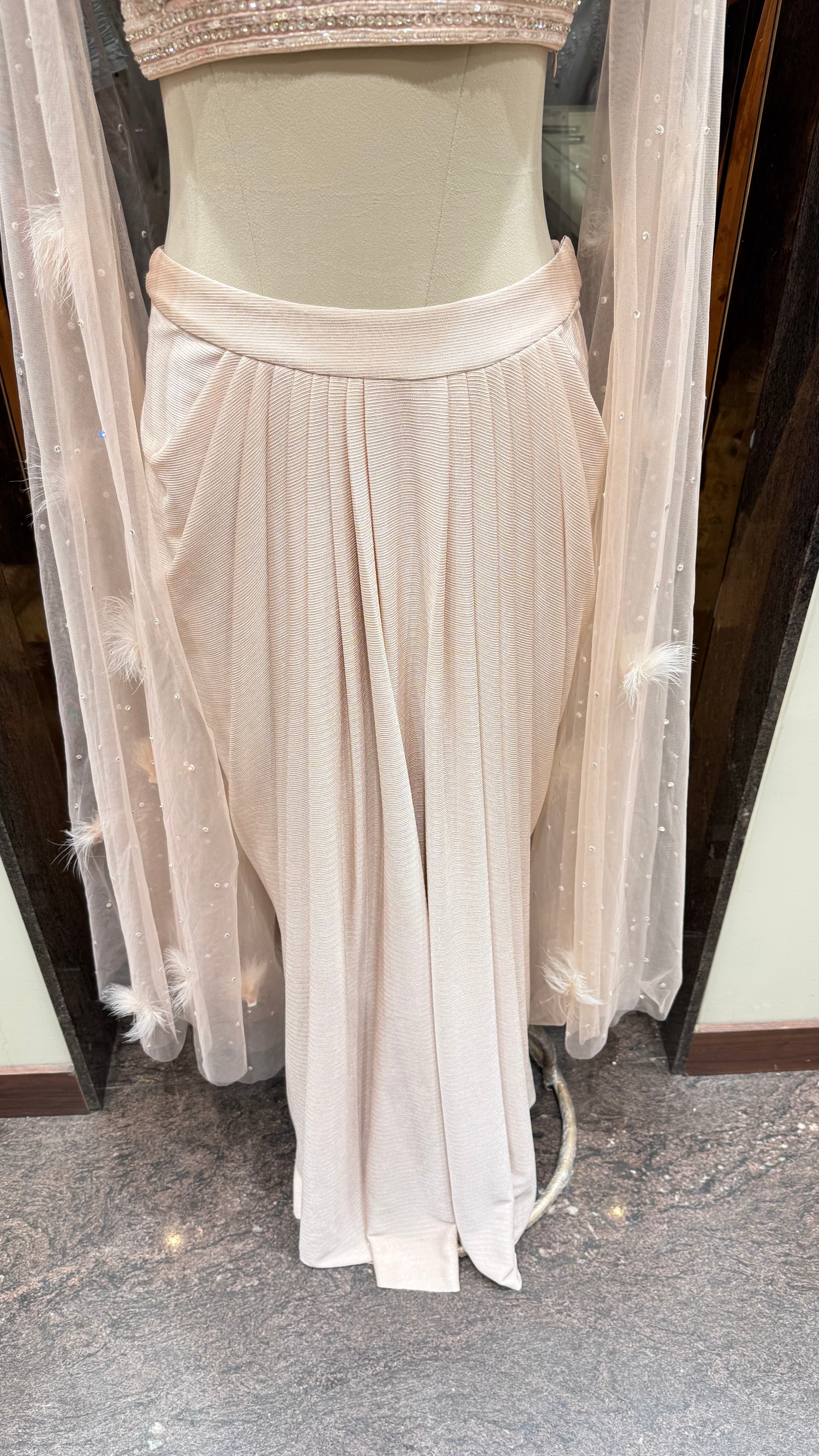 BLUSH PINK CROPTOP WITH SKIRT