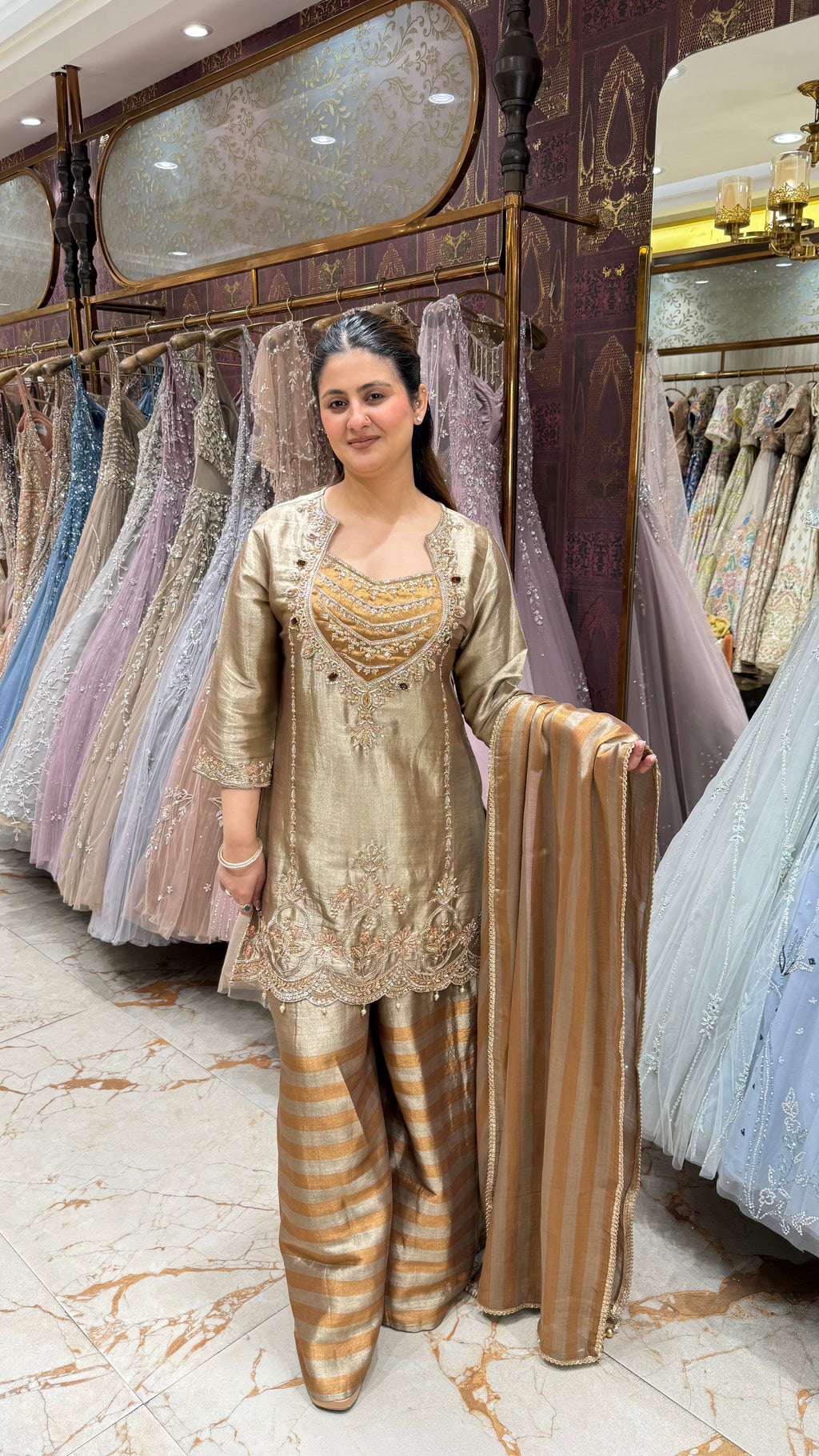 ZAHRA GOLD TISSUE SUIT