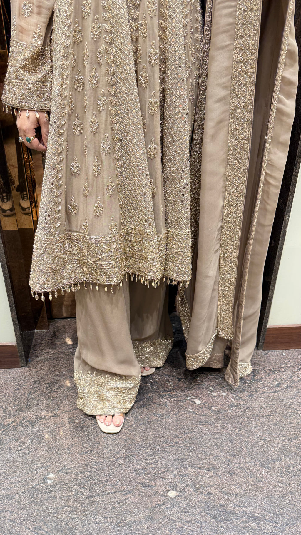 AZAAN HANDWORK PEPLUM WITH SHARARA