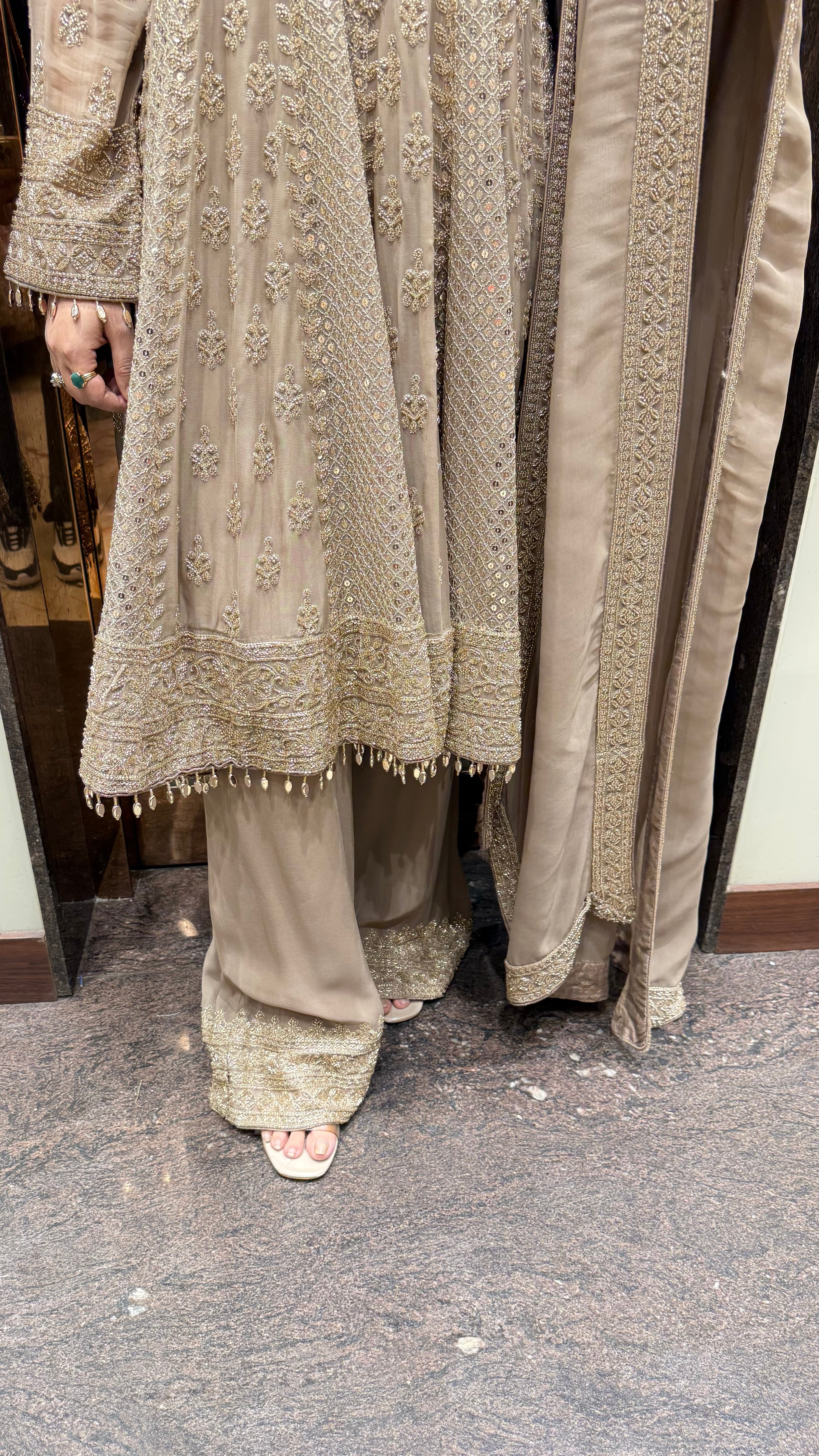 AZAAN HANDWORK PEPLUM WITH SHARARA