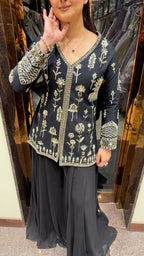 2pc indowestern set with katdana & sequin work